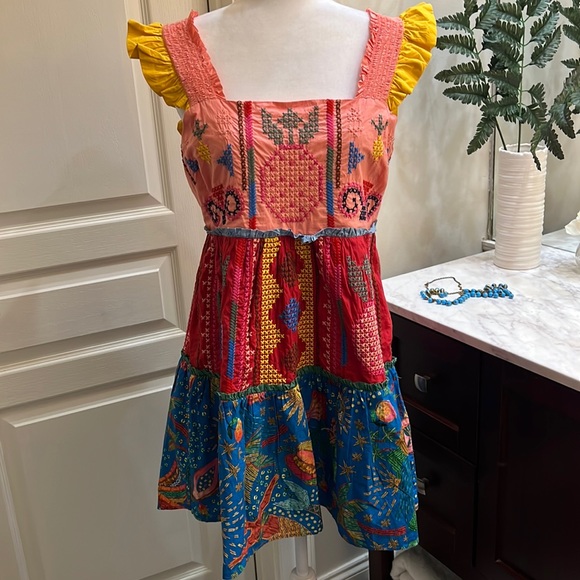 FARM Rio Dresses & Skirts - Farm Rio Color blocking embroidered mini dress size medium NWT